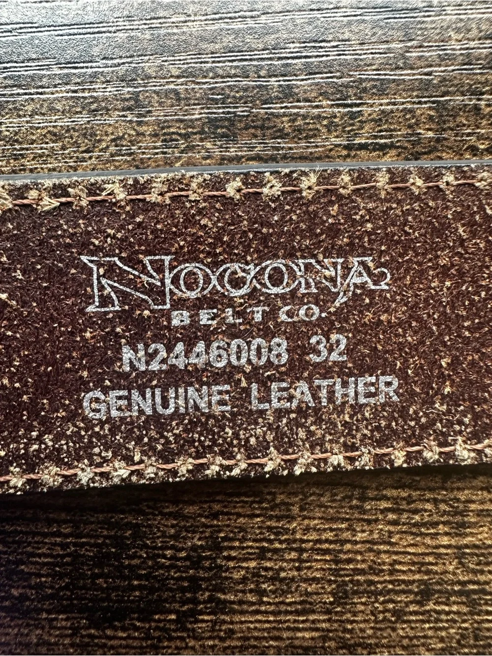 NOCONA Belt Co. Genuine Leather Western Belt Engraved Silver Buckle (32)